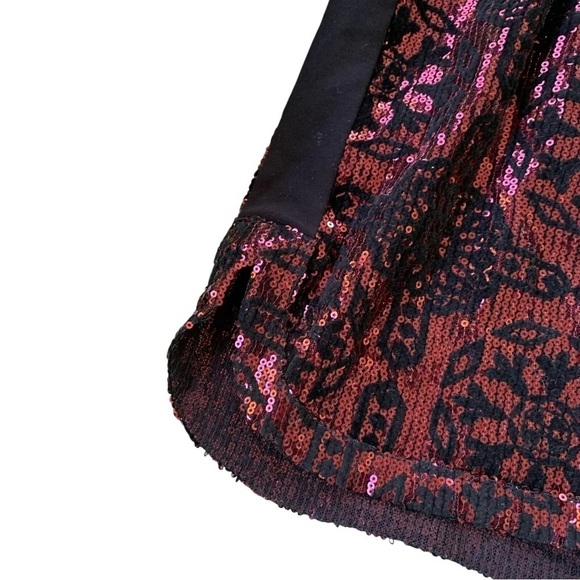 Plenty by Tracy Reese Sequined Geo Dot Stretch Cocktail Dress Black Red Size 2 - Picture 4 of 6